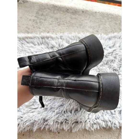 Madden Girl Chunky Black Faux Leather Platform Lace Up Boots - Picture 4 of 6